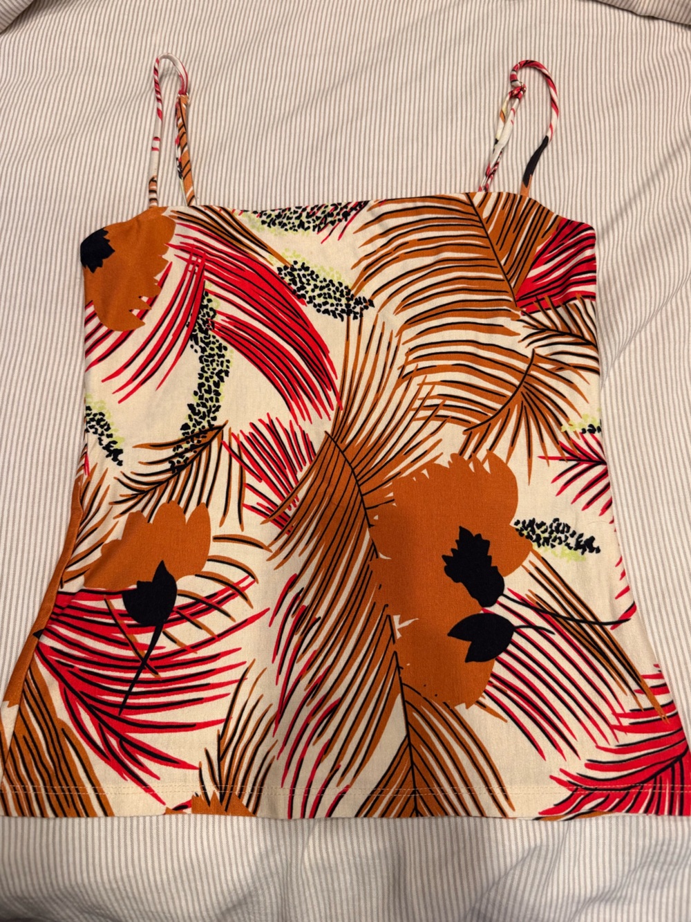 Novella Royale Cream Cami with Rust, Red & Black Tropical Print